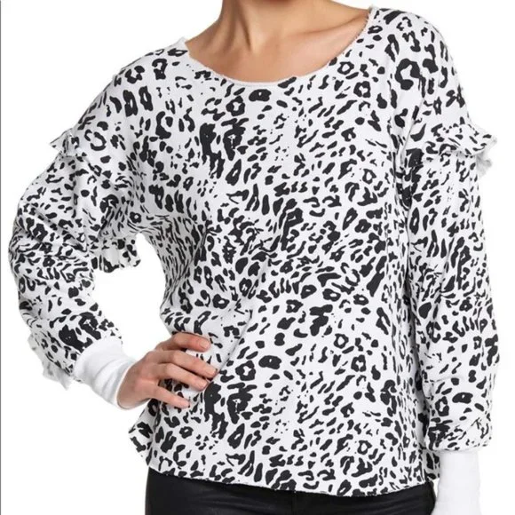 Wildfox Wildcat Snow Leopard Ruffle Sweatshirt - Picture 7 of 7
